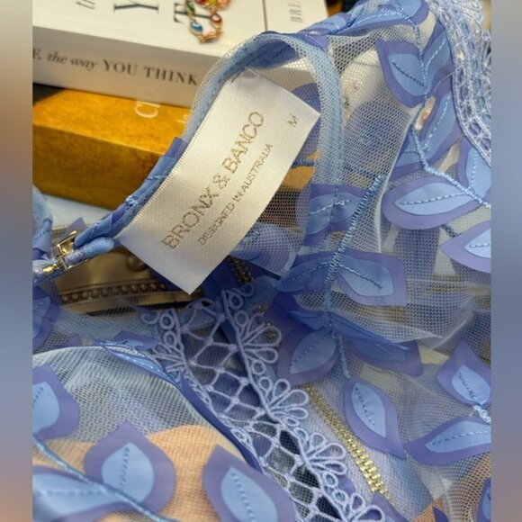 🆕 BRONX & BANCO 🧿 NWOT Violet Flared Embroidered Mesh Midi Dress, Sz M US 6 - Picture 15 of 16